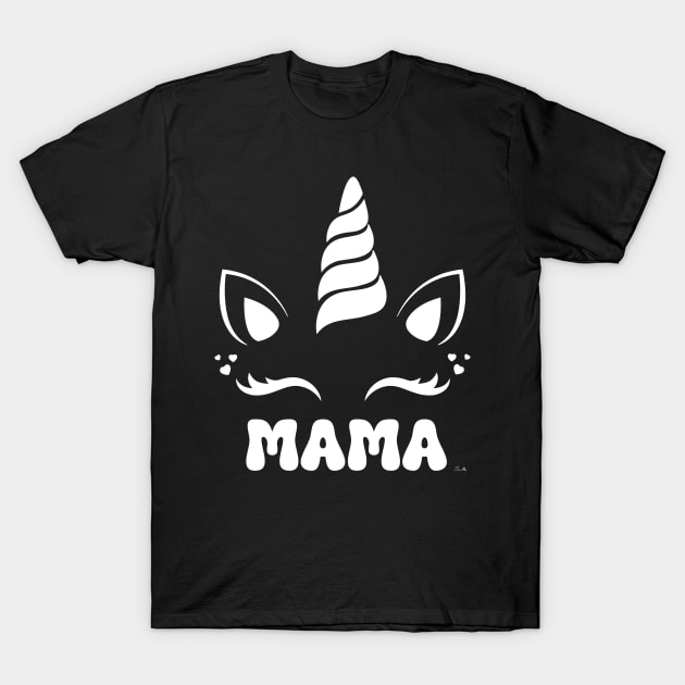 Cute Mama Unicorn Face Print T-Shirt by ClaudiaFlores